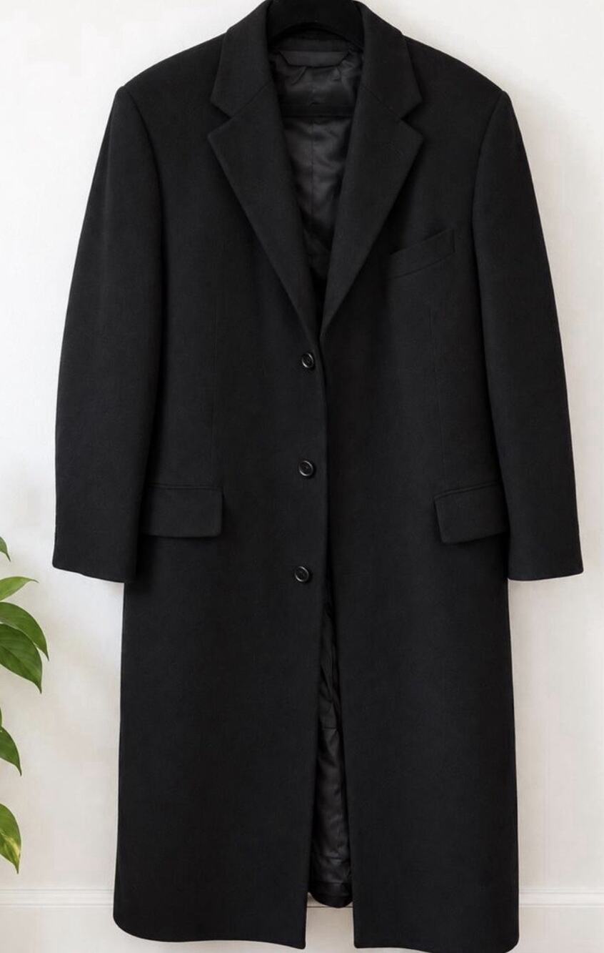 X-22 J. Press Wool Overcoat Mens Size 43 Grey Black Herringbone Perfect Shape